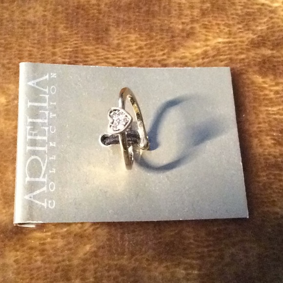 Ariella Collection Pavé Heart Silver Adjustable Ring One-Size NWT - Picture 5 of 8